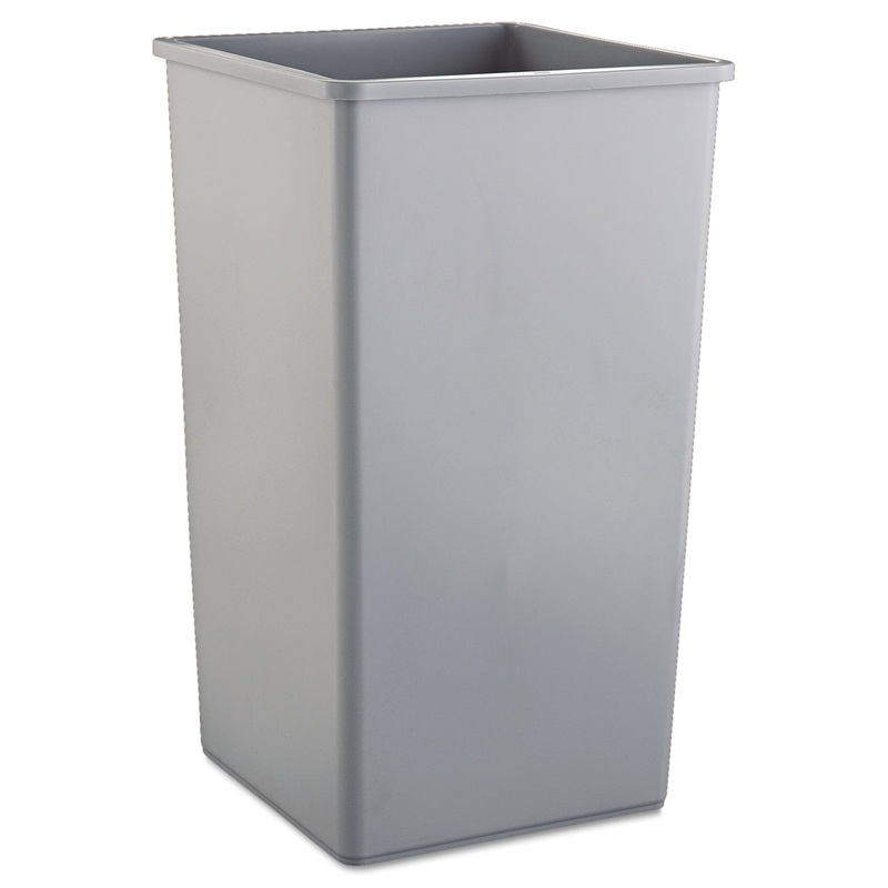 UNTOUCHABLE SQUARE WASTE RECEPTACLE, PLASTIC, 50 GAL, GRAY