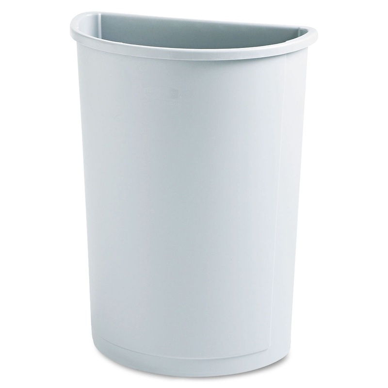 UNTOUCHABLE WASTE CONTAINER, HALF-ROUND, PLASTIC, 21 GAL, GRAY