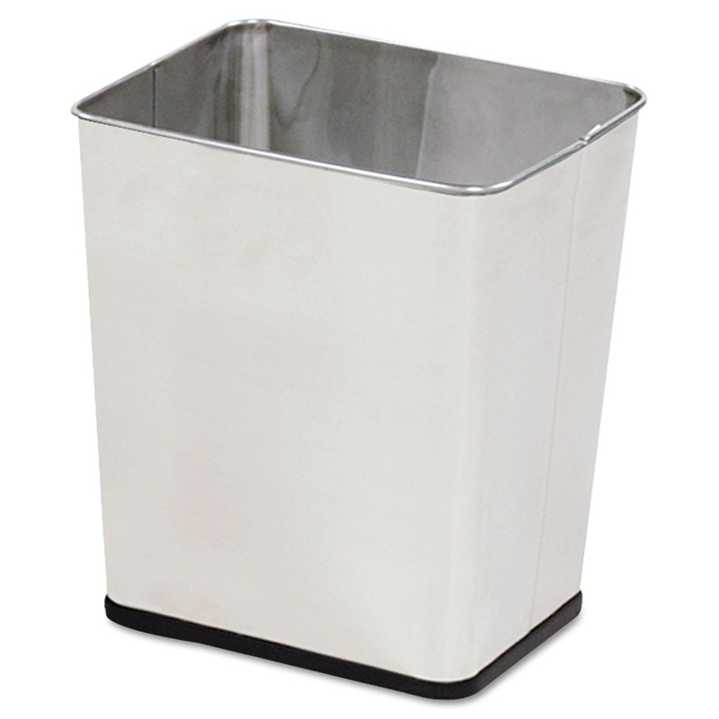 WASTEBASKET, RECTANGULAR, STEEL, 7.25 GAL, STAINLESS STEEL
