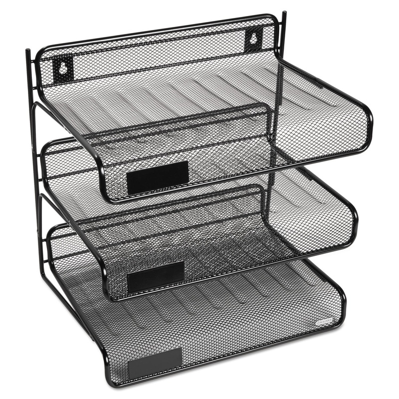 Mesh Three-Tier Letter Size Desk Shelf, 10 X 7 X 9 3/8, Black