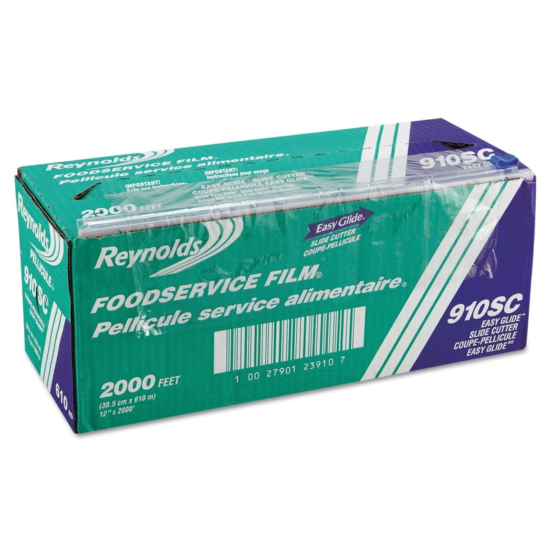 Pvc Food Wrap Film Roll In Easy Glide Cutter Box, 12″ X 2000 Ft, Clear