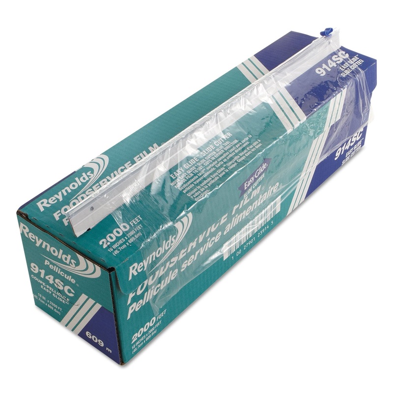 Pvc Food Wrap Film Roll In Easy Glide Cutter Box, 18″ X 2000 Ft, Clear