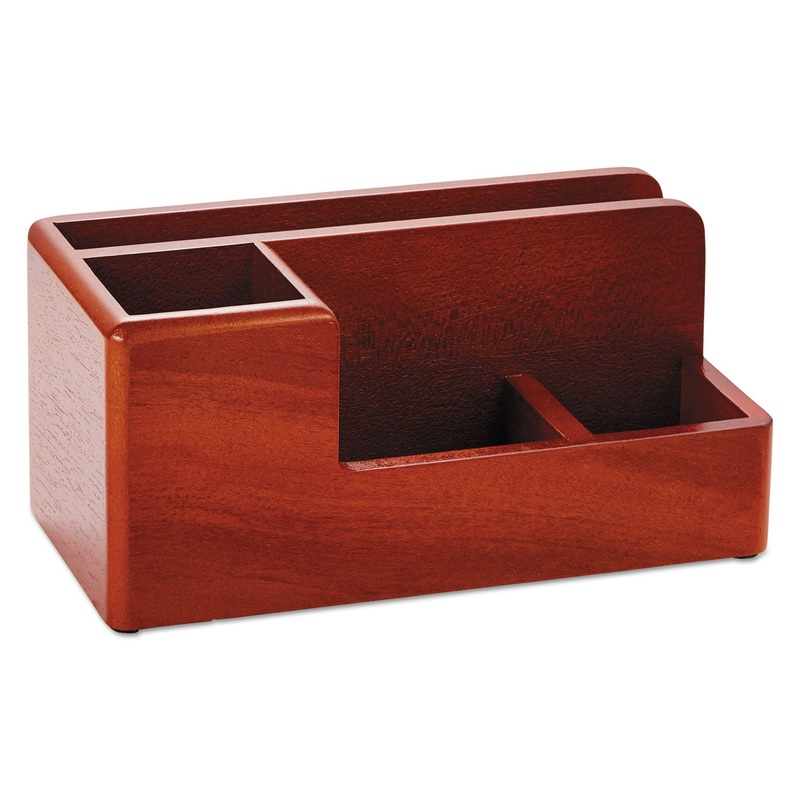 Wood Tones Desk Organizer, Wood, 4 1/4 X 8 3/4 X 4 1/8, Mahogany