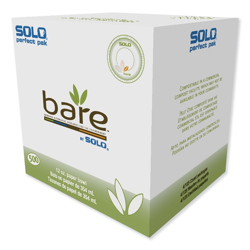 Bare Paper Eco-Forward Dinnerware, 12oz Bowl, Green/tan, 500/carton