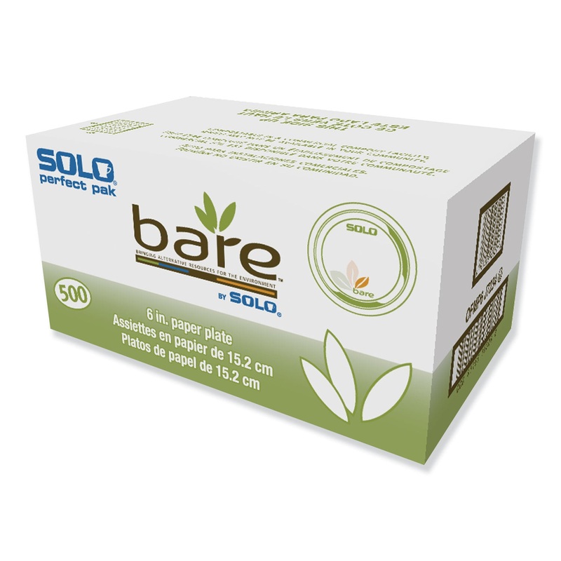 Bare Paper Eco-Forward Dinnerware, 6″ Plate, Green/tan, 500/carton