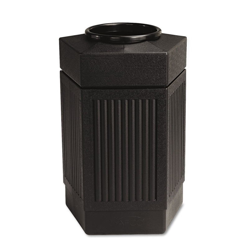 CANMELEON INDOOR/OUTDOOR RECEPTACLE, PENTAGON, POLYETHYLENE, 30 GAL, BLACK