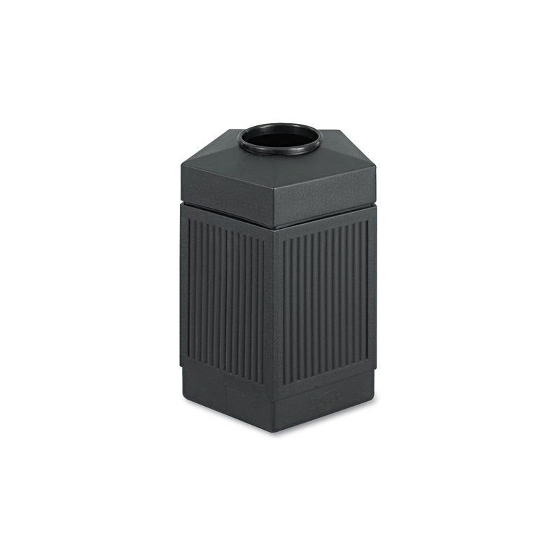 CANMELEON INDOOR/OUTDOOR RECEPTACLE, PENTAGON, POLYETHYLENE, 45 GAL, BLACK