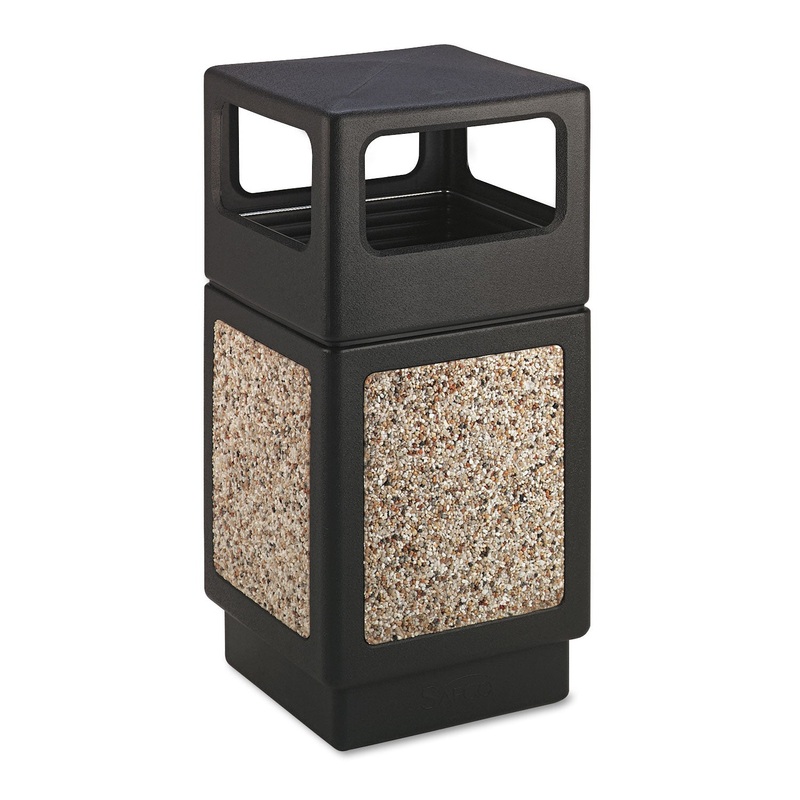 CANMELEON SIDE-OPEN RECEPTACLE, SQUARE, AGGREGATE/POLYETHYLENE, 38 GAL, BLACK