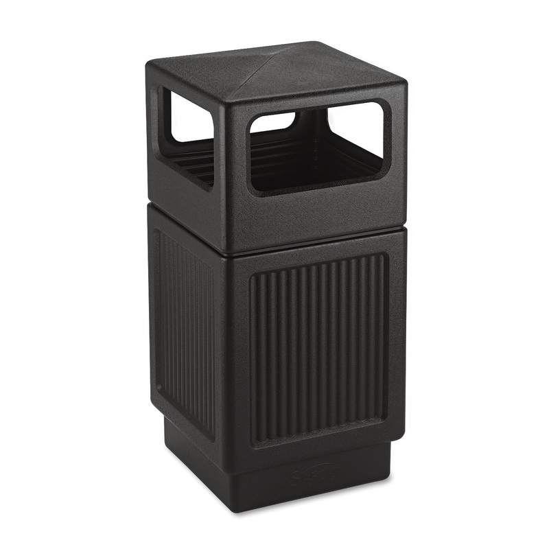 CANMELEON SIDE-OPEN RECEPTACLE, SQUARE, POLYETHYLENE, 38 GAL, TEXTURED BLACK