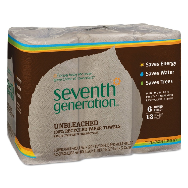 Natural Unbleached 100% Recycled Paper Towel Rolls, 11 X 9, 120 Sh/rl, 6 Rl/pk