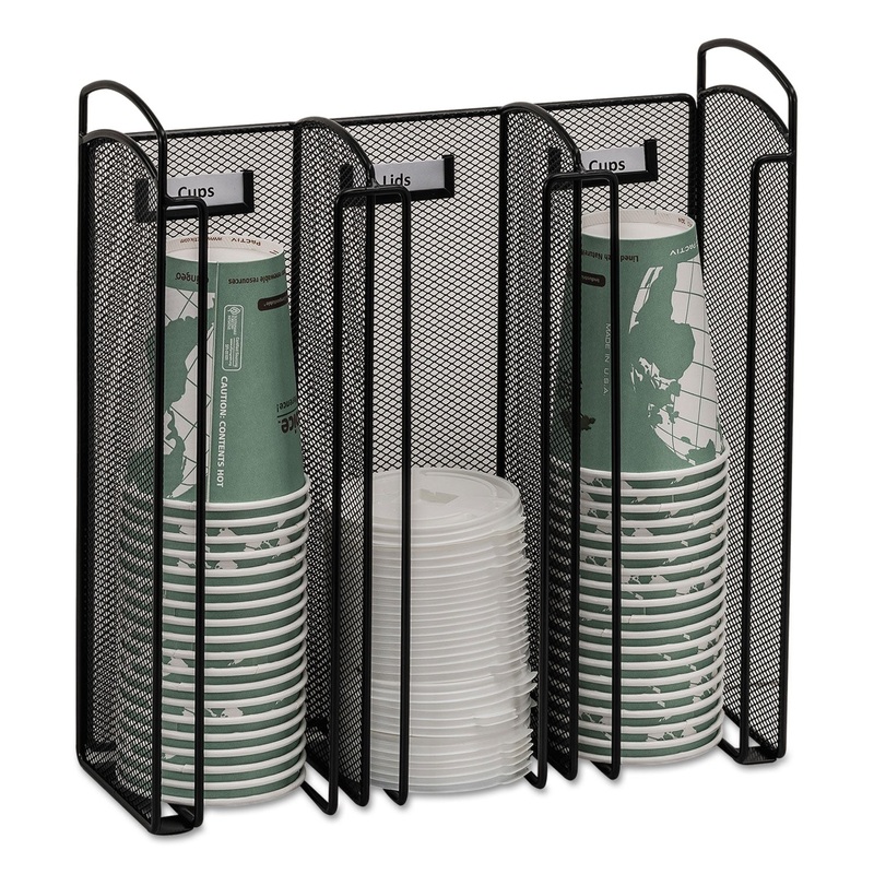 Onyx Breakroom Organizers, 3compartments, 12.75×4.5×13.25, Steel Mesh, Black
