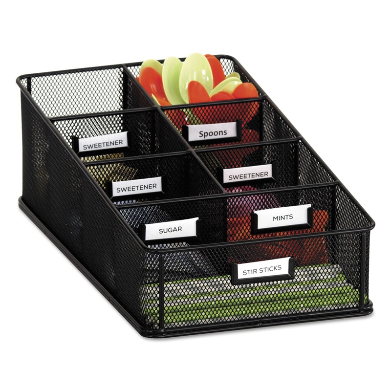 Onyx Breakroom Organizers, 7 Compartments, 16 X8 1/2×5 1/4, Steel Mesh, Black