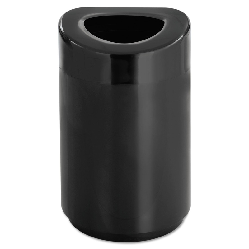 OPEN TOP ROUND WASTE RECEPTACLE, STEEL, 30 GAL, BLACK