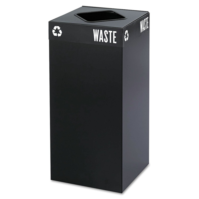 PUBLIC SQUARE TRASH CONTAINER, SQUARE, STEEL, 31 GAL, BLACK
