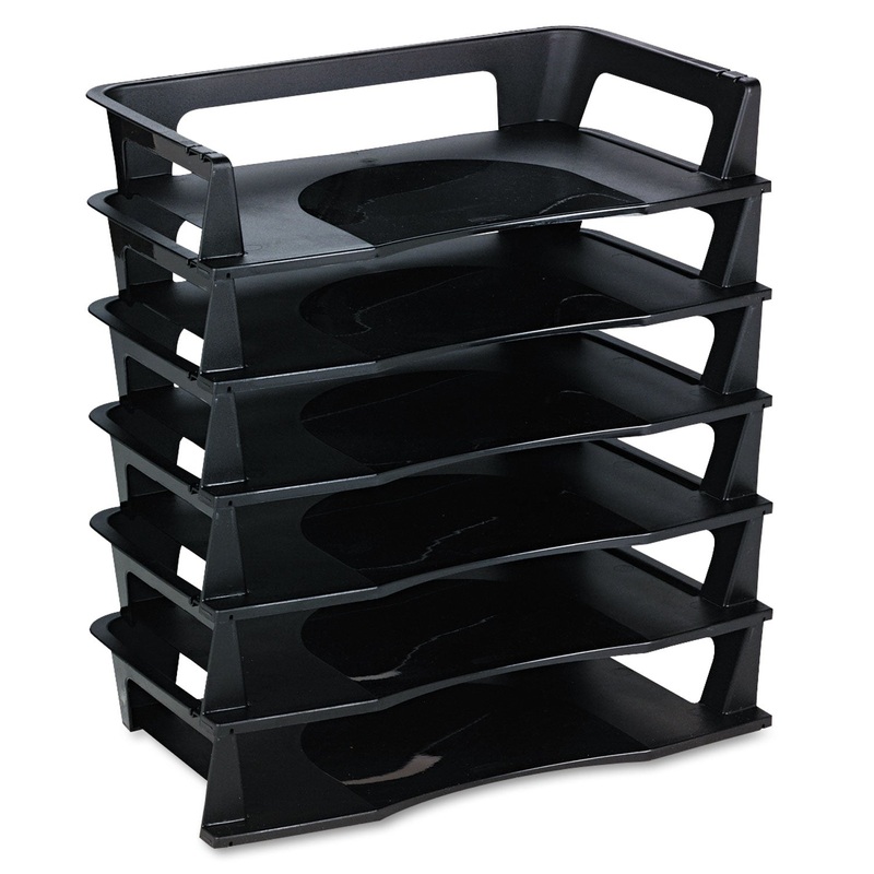 REGENERATION RECYCLED PLASTIC LETTER TRAY, 6 SECTIONS, LETTER SIZE FILES, 9.13″ X 15.25″ X 2.75″, BLACK