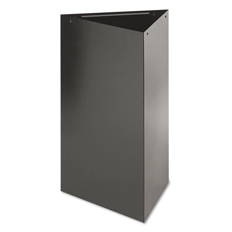 TRIFECTA RECEPTACLE 30″ HIGH BASE, TRIANGULAR, 17 GAL, BLACK