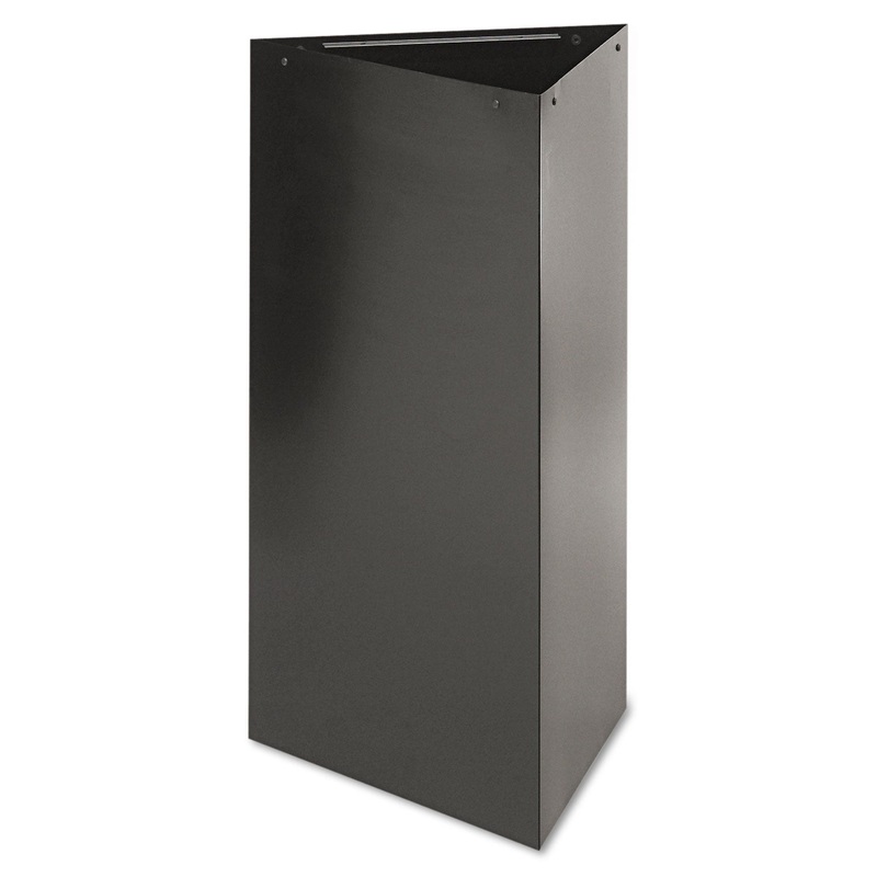 TRIFECTA RECEPTACLE 34″ HIGH BASE, TRIANGULAR, 19 GAL, BLACK