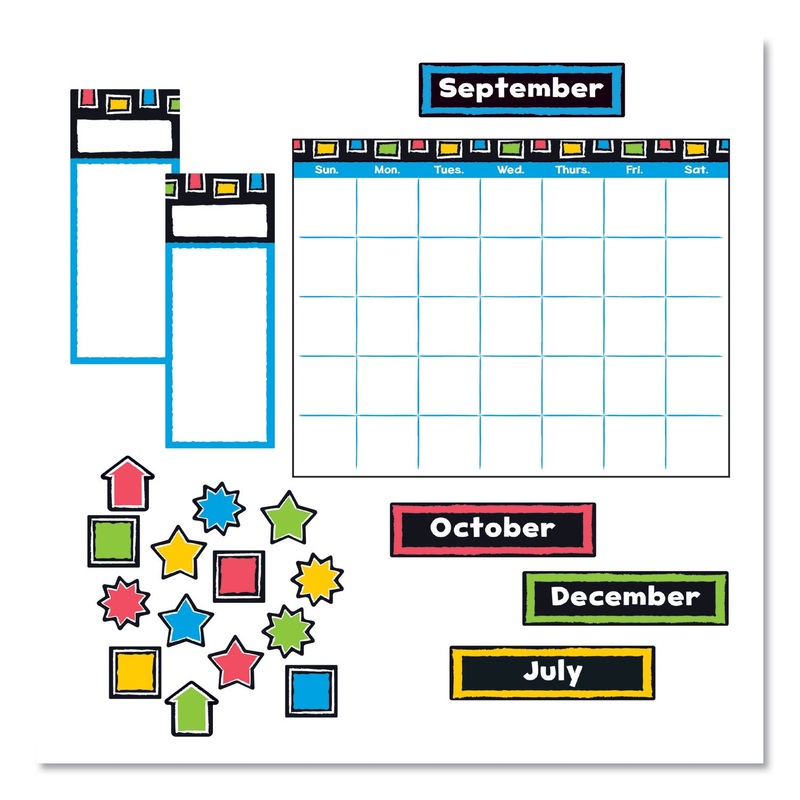 BOLD STROKES WIPE-OFF CALENDAR BULLETIN BOARD SET, ASSORTED, 18″ X 26.5″