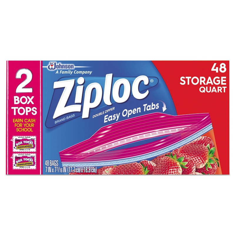 DOUBLE ZIPPER STORAGE BAGS, 1 QT, 1.75 MIL, 9.63″ X 8.5″, CLEAR, 48/BOX