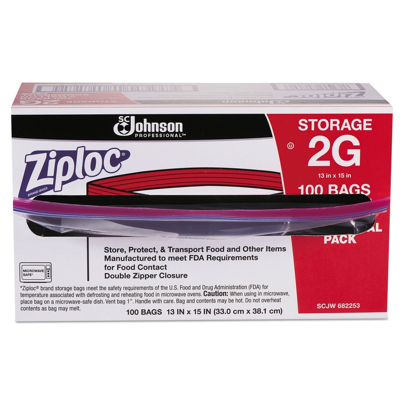 DOUBLE ZIPPER STORAGE BAGS, 2 GAL, 1.75 MIL, 15″ X 13″, CLEAR, 100/CARTON