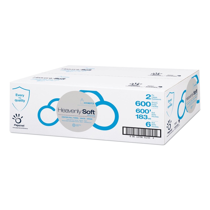 HEAVENLY SOFT PAPER TOWEL, 2-PLY, 7.6″ X 12″, WHITE, 600 SHEETS/ROLL, 6 ROLLS/CT