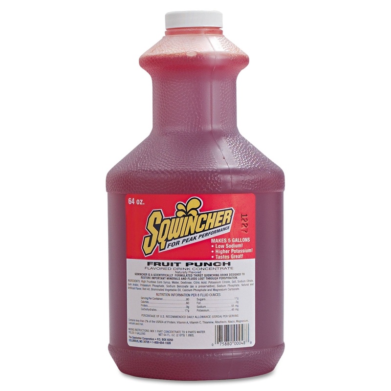 Liquid Concentrate Electrolyte Drink, Fruit Punch, 64oz Bottles, 6/carton