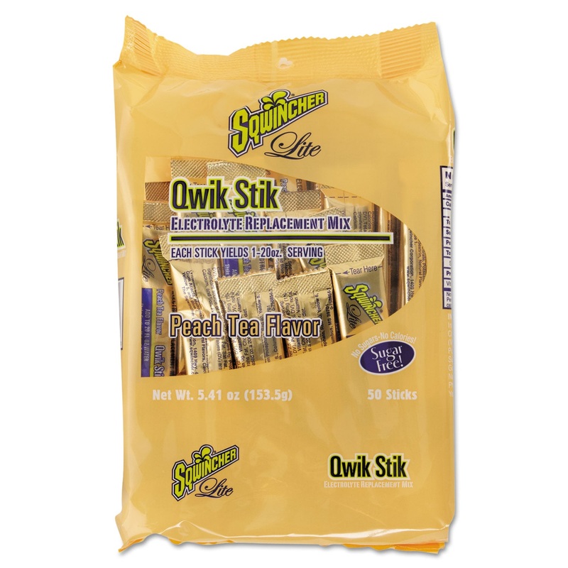 Sugar-Free Qwik Stiks Energy Drink Mix, Peach Tea, 1.26oz, 500/carton