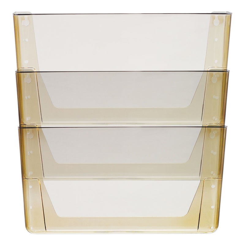 Wall File, Letter, 13 X 14, Three Pocket, Smoke