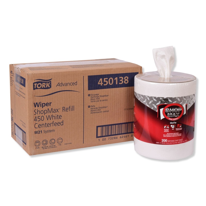 ADVANCED SHOPMAX WIPER 450, 9.9 X 13.1, WHITE, 200/ROLL, 2 ROLLS/CARTON