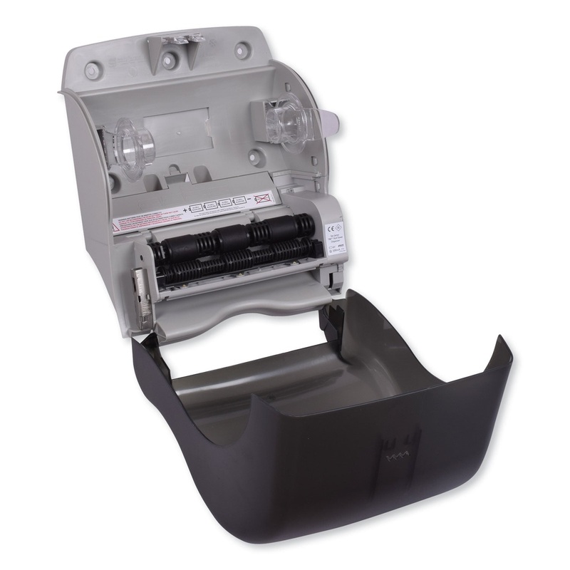 HAND TOWEL DISPENSER, PLASTIC, 8″ X 9.12″ X 14.39″, TRANSLUCENT SMOKE
