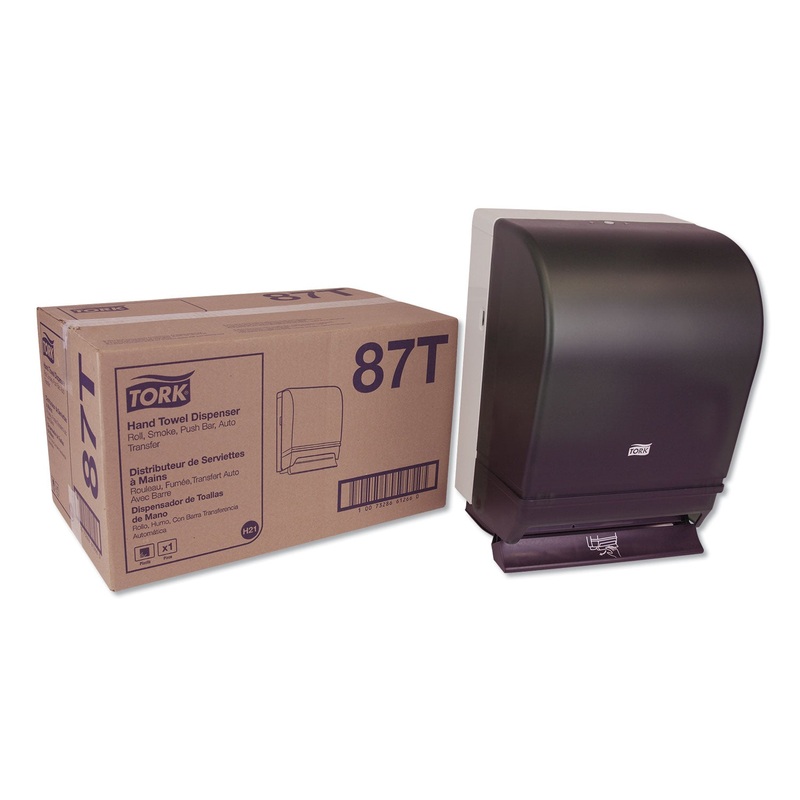 HAND TOWEL ROLL DISPENSER PUSH BAR, METAL/PLASTIC, 10.5″ X 8.75″ X 15.75″, GRAY