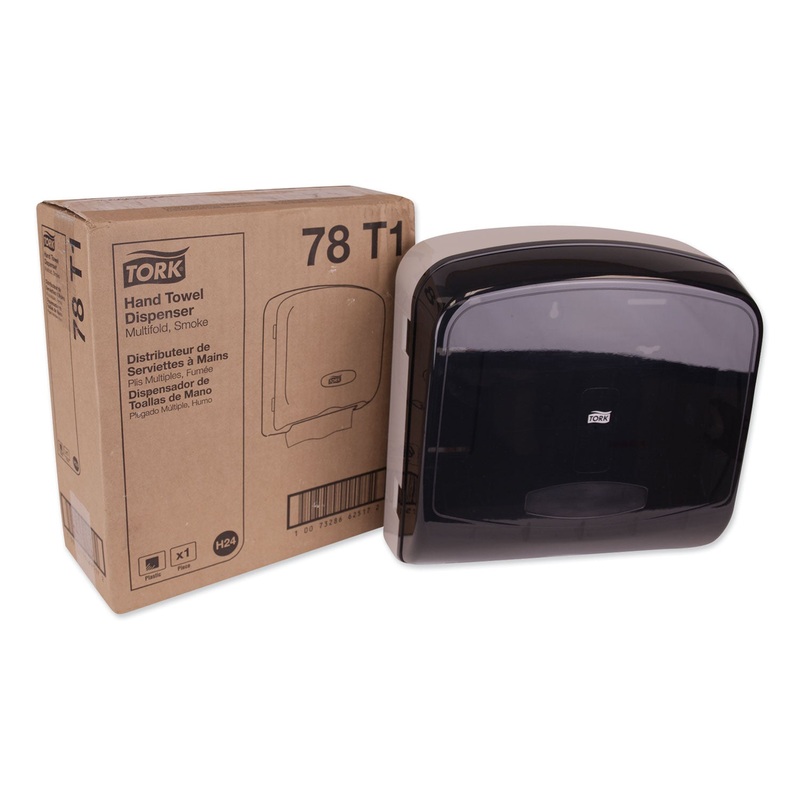 MULTIFOLD HAND TOWEL DISPENSER, PLASTIC, 12.36″ X 5.18″ X 13″, SMOKE/GRAY