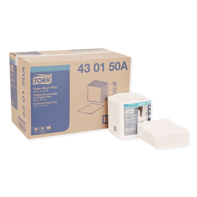 PAPER WIPER PLUS, 12.5 X 13, WHITE, 1/4 FOLD, 90/PACK, 12 PACKS/CARTON