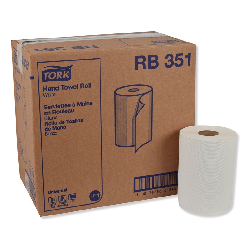 UNIVERSAL HARDWOUND ROLL TOWEL, 7.88″ X 350 FT, WHITE, 12/CARTON