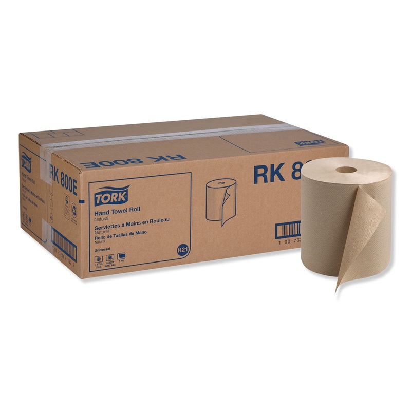UNIVERSAL HARDWOUND ROLL TOWEL, 7.88″ X 800 FT, NATURAL, 6/CARTON