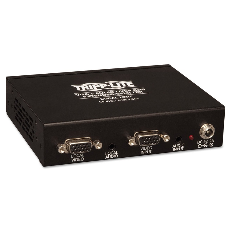 VGA W/AUDIO OVER CAT5/CAT6 EXTENDER SPLITTER, 4 PORTS, UP TO 1000 FT., TAA
