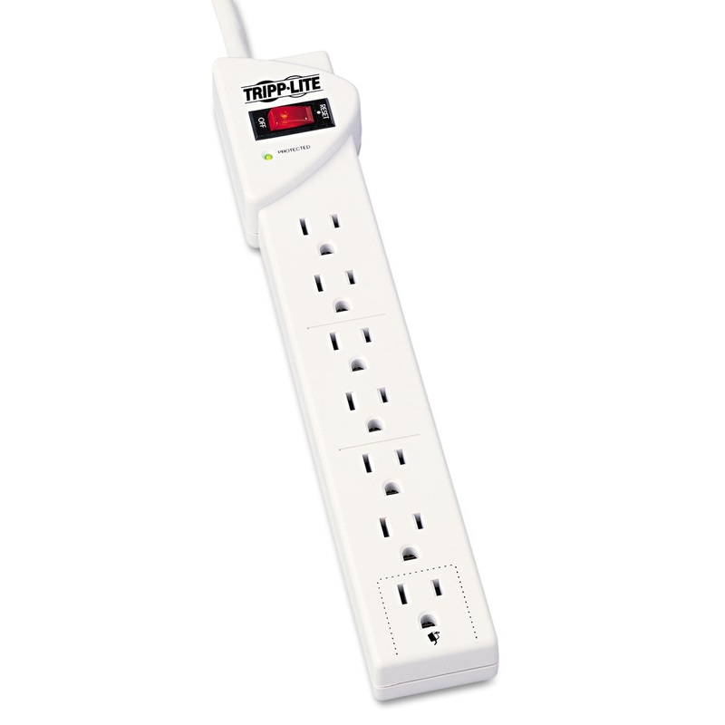 PROTECT IT! SURGE PROTECTOR, 7 OUTLETS, 6 FT. CORD, 1080 JOULES, LIGHT GRAY