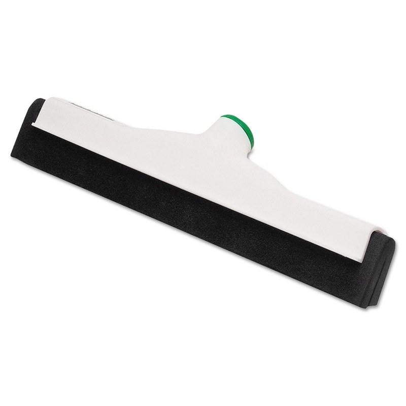 SANITARY STANDARD FLOOR SQUEEGEE, 18″ WIDE BLADE, WHITE PLASTIC/BLACK RUBBER