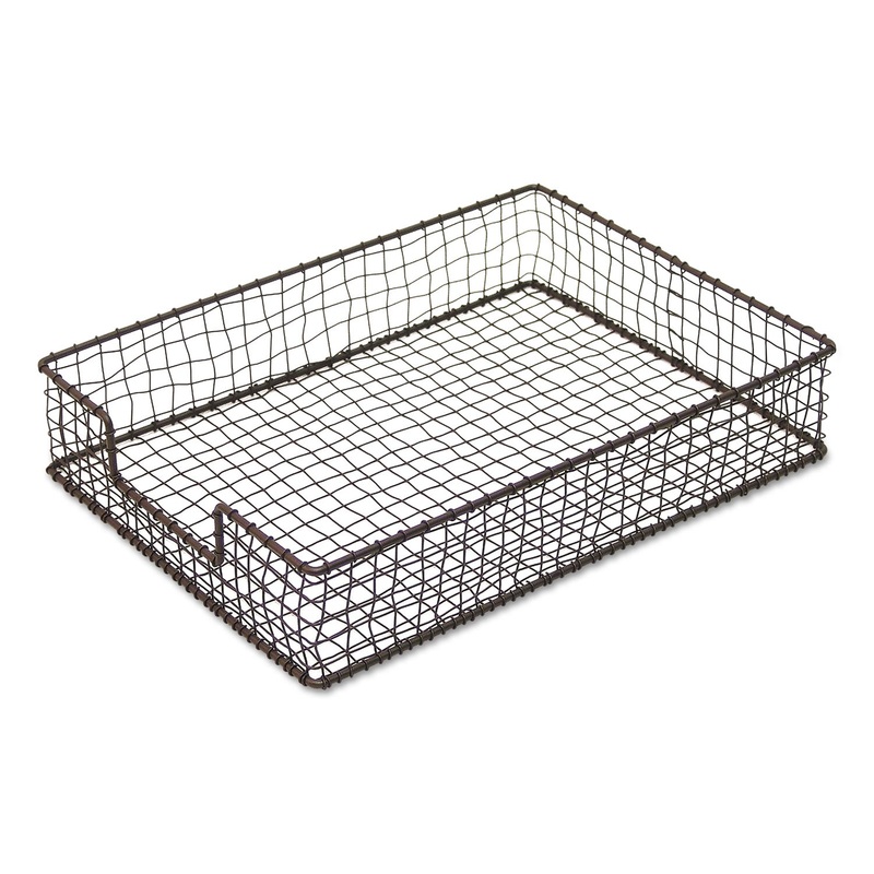VINTAGE WIRE MESH LETTER TRAY, 1 SECTION, LETTER SIZE FILES, 10.13″ X 13.5″ X 2.5″, VINTAGE BRONZE
