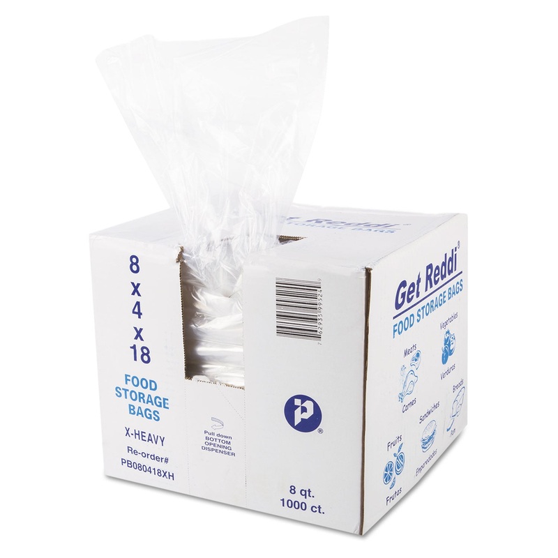 FOOD AND UTILITY BAGS, 8 QT, 1.2 MIL, 8″ X 18″, CLEAR, 1,000/CARTON