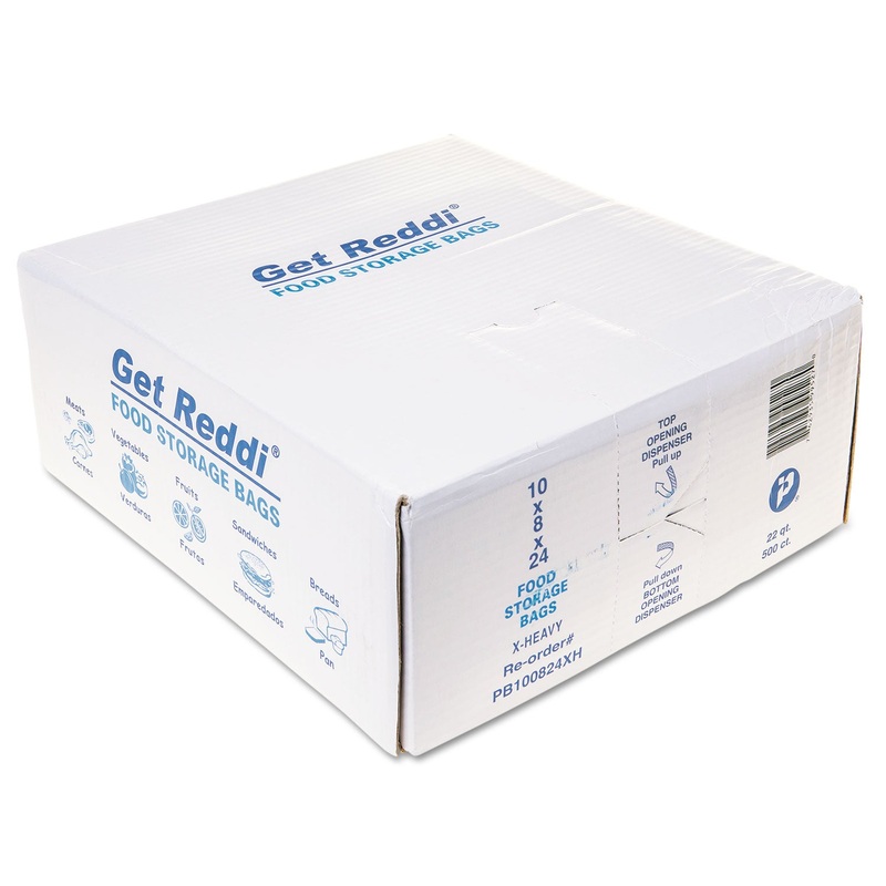 FOOD BAGS, 22 QT, 1.2 MIL, 10″ X 24″, CLEAR, 500/CARTON