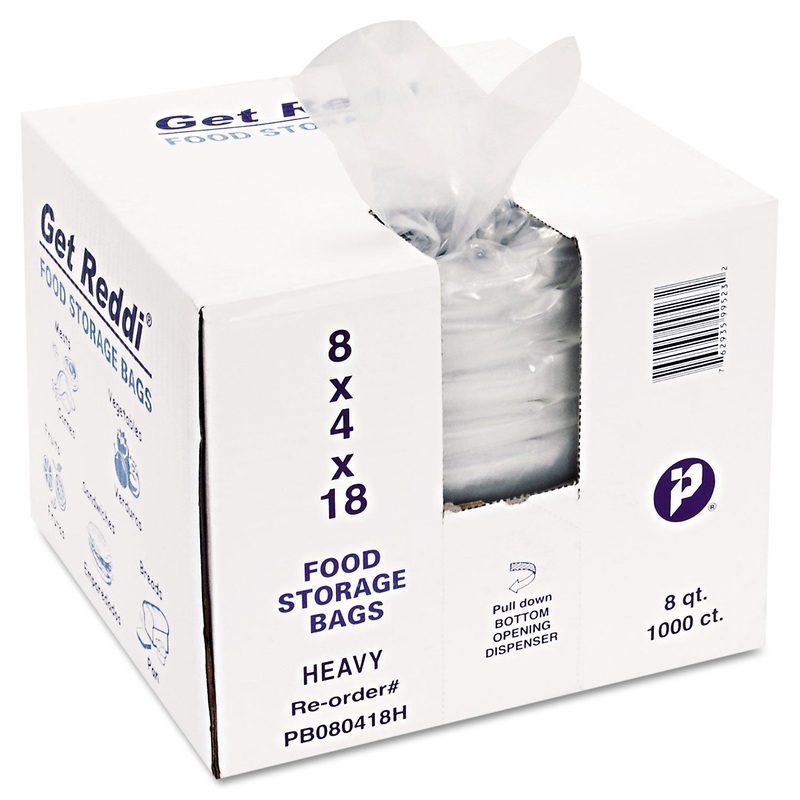 FOOD BAGS, 8 QT, 1 MIL, 8″ X 18″, CLEAR, 1,000/CARTON