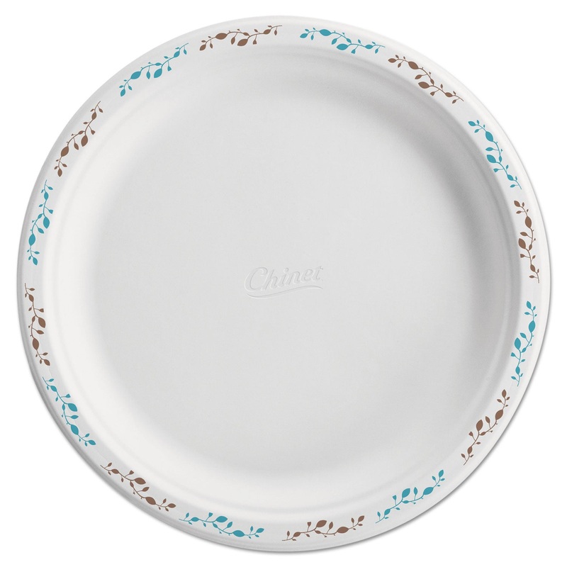 Molded Fiber Dinnerware, Plate, 10 1/2″dia, Wh, Vines, 125/pack, 4 Packs/carton