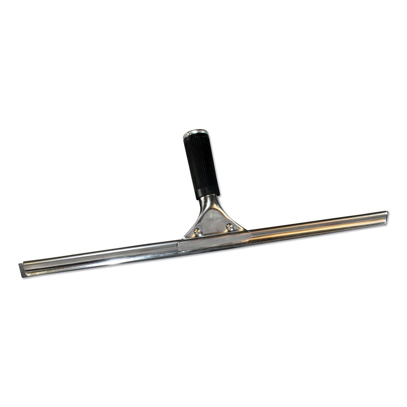 STAINLESS STEEL WINDOW SQUEEGEE, 18″ WIDE BLADE, 3″ RUBBER GRIP HANDLE