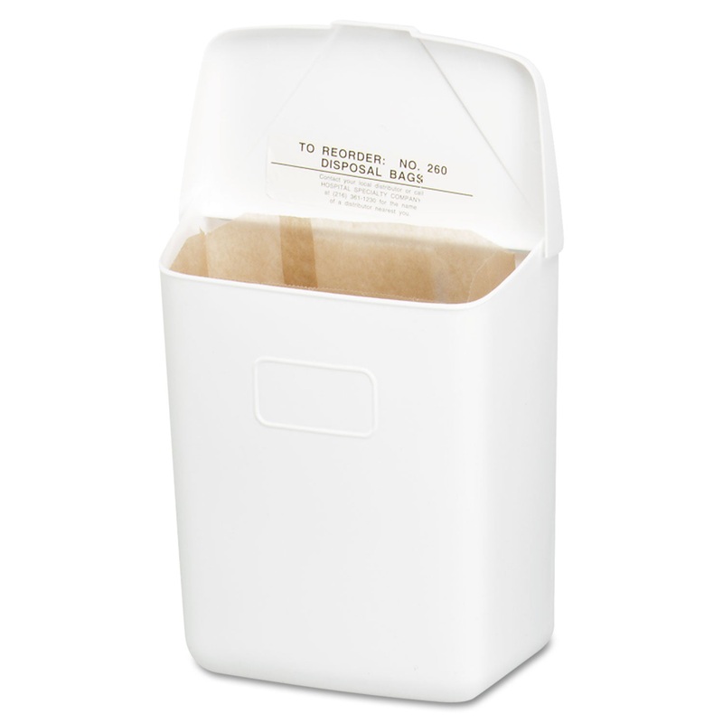 WALL MOUNT SANITARY NAPKIN RECEPTACLE-ABS, PPC PLASTIC, 1 GAL, WHITE