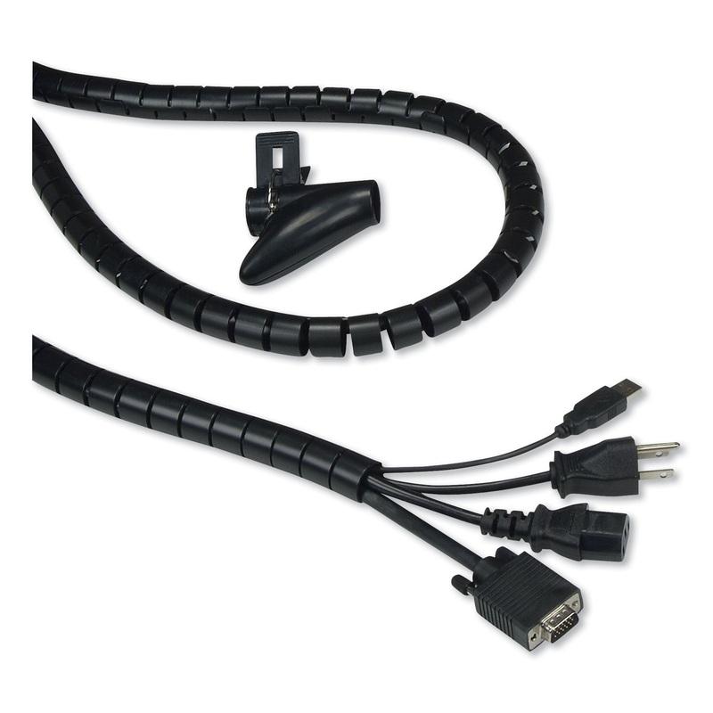 CABLE MANAGEMENT COILED TUBE, 0.75″ DIA X 77.5″ LONG, BLACK
