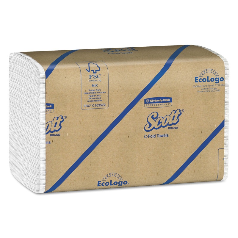 ESSENTIAL C-FOLD TOWELS, ABSORBENCY POCKETS,10 1/8X13 3/20,WHITE,200/PK,12 PK/CT