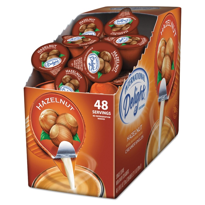 Flavored Liquid Non-Dairy Coffee Creamer, Hazelnut, 0.4375 Oz Cup, 48/box