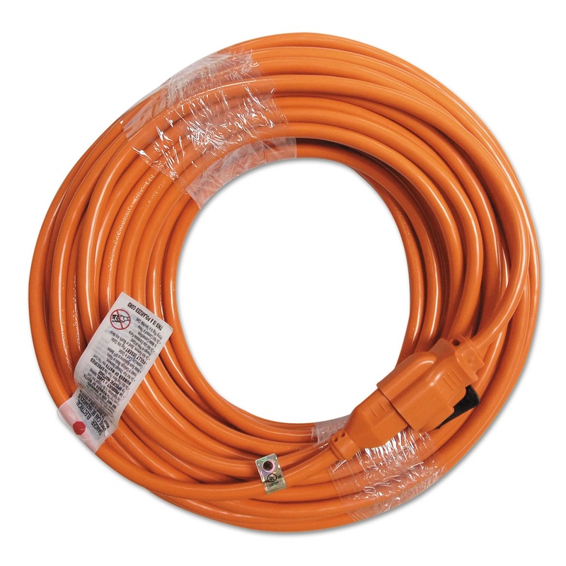 Indoor Extension Cord, Locking Plug, 100ft, Orange