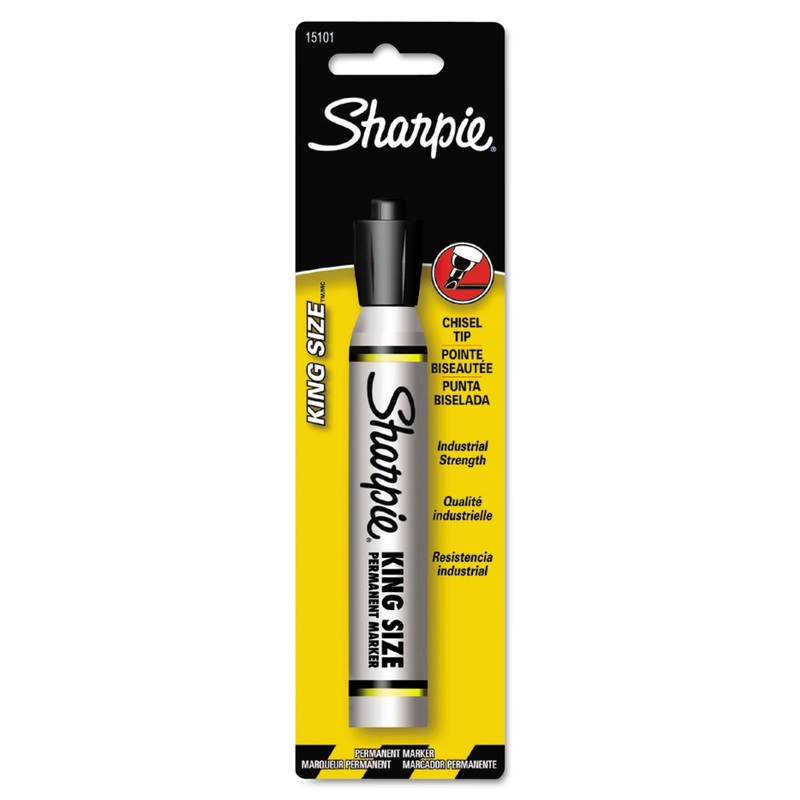 KING SIZE PERMANENT MARKER 15101PP, BROAD CHISEL TIP, BLACK, 6/BOX